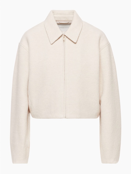 Babaton Jackets & Blazers - Babaton Cream Teddy Zip Jacket